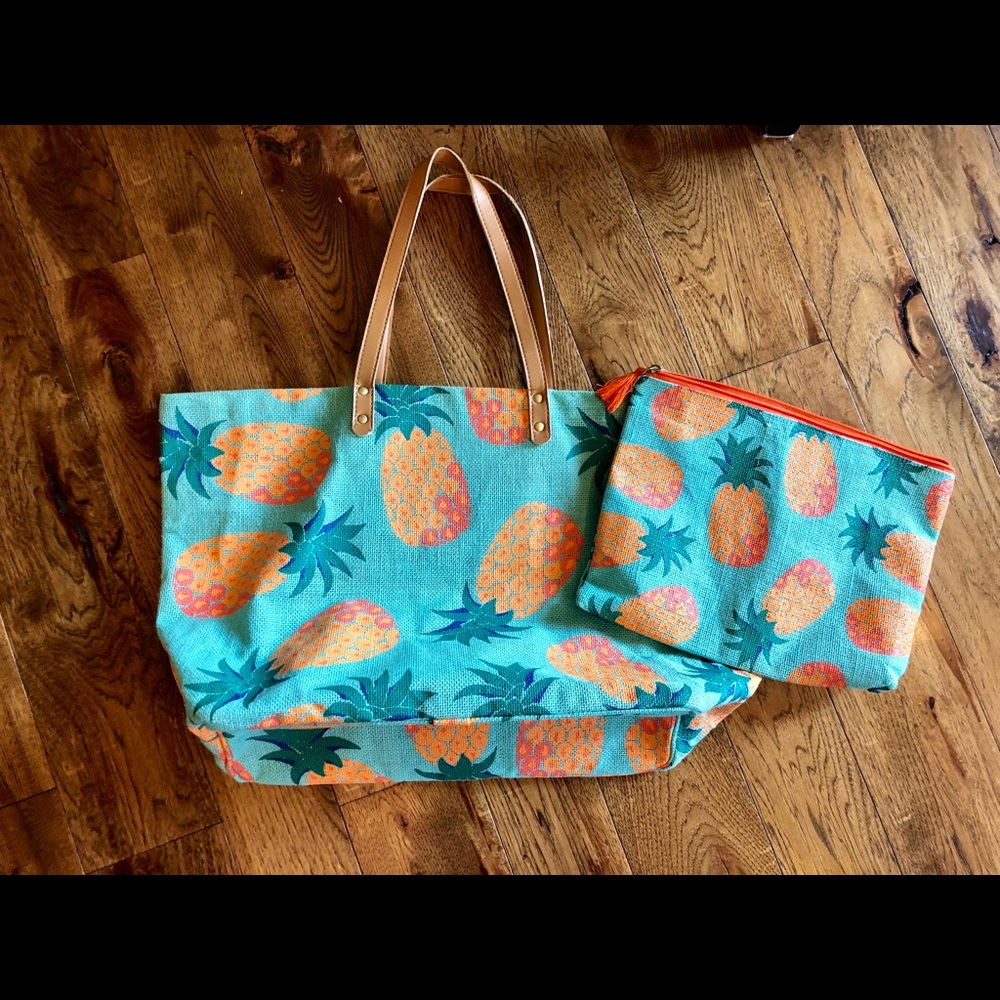 Pineapple mud pie beach bags tassel 2 in 1